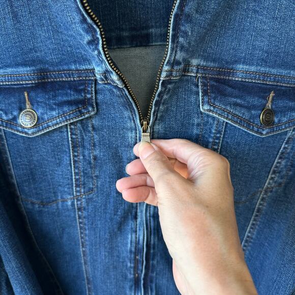 NEW Candace Cameron Bure QVC Denim Zip Front Dress 20 Plus Size Fall Casual Chic - Picture 6 of 11